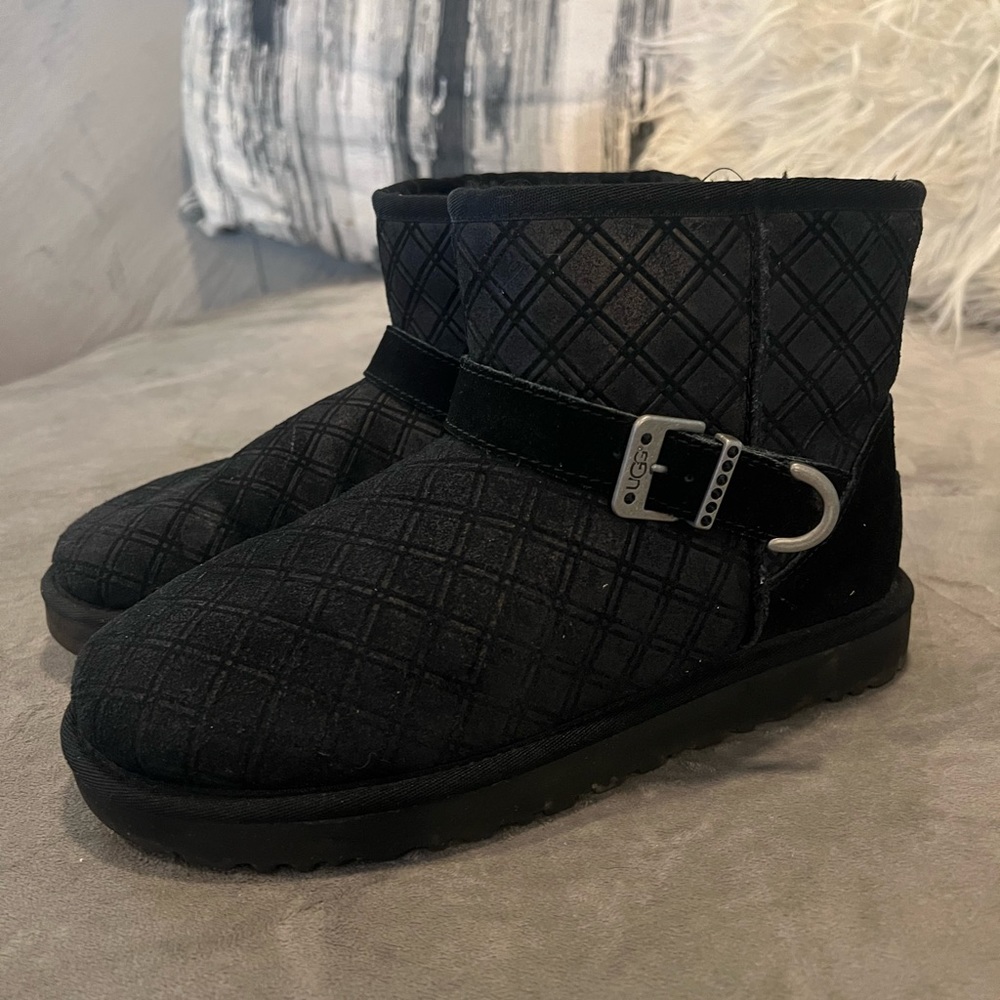 UGG Marilu 1015442 Double  Diamond classic boot women 8 black worn once